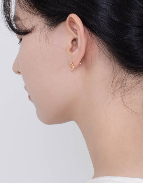 Golden Crescent CZ Sterling Silver Studs with Gold Plating